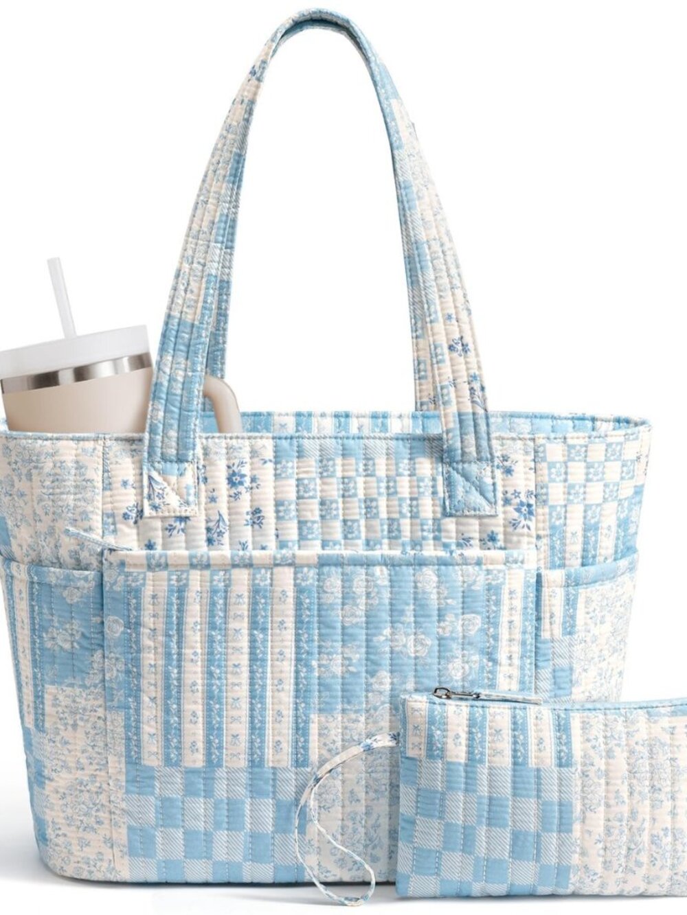 Quilted Tote Bag for Women Teacher Nurse Cotton Laptop Work Tote